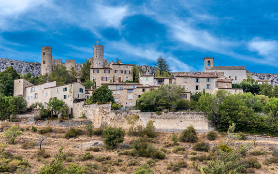 France, Provence-Alpes-Cote-d'Azur, Var, Verdon Gorge nature Regional Park, view of the medieval village in Bargeme (Plus Beaux Villages de France, list of villages designated as les plus beaux (the most beautiful) in France)