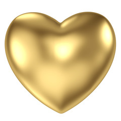 Gold heart on white background.