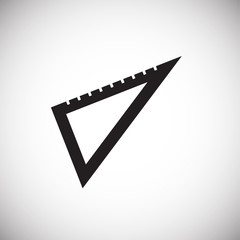 Triangle ruler on white background icon