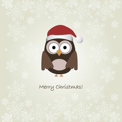 Merry Christmas! Greeting card with owl