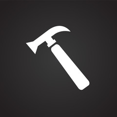 Hammer tool on black background icon