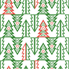 Seamless Merry Christmas tree abstract geometrical pattern vector