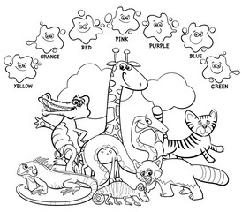 main colors coloring book with animals