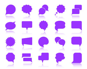 Speech Bubble color silhouette icons vector set