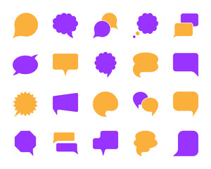 Speech Bubble simple color flat icons vector set
