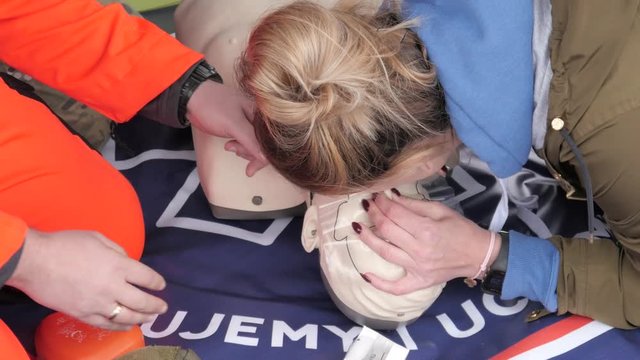 Rates of first aid from the Red Cross - chest compressions On A Mannequin