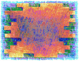 Multicolored Grunge brick wall shape abstract background.