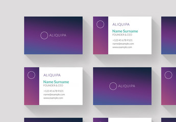 Purple Gradient and White Business Card Layout