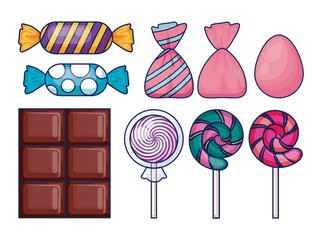 set of sweet candies isolated icon