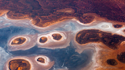 Aerial view of a colorful salt lake, Queensland, Australia. © Maurizio De Mattei
