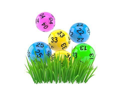 Lotto balls on grass