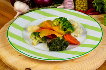 Steamed vegetables  in the plate