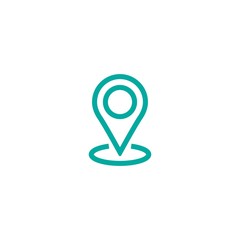 Outline location icon. GPS pointer. Map pin. Navigator guide. Vector line