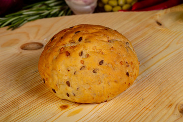 Homemade bread over wooden