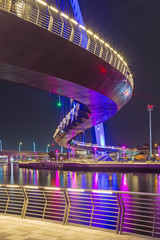 Dubai - The nightly bridge over the new Canal.