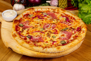 Pizza with sausages