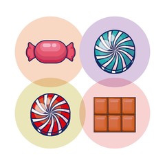set of sweet candies isolated icon