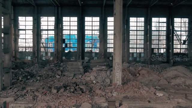 Destroyed abandoned factory after the war