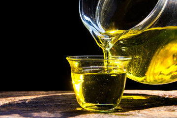 Lemongrass essential oil is placed on the table using a hand-drip oil lemongrass oil - spa and insect repellent.