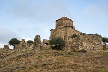 Fototapeta na wymiar Ancient Jvari Monastery, 6th century, on the mountain near Mtskheta, Georgia