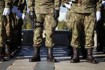 Army uniforms and boots
