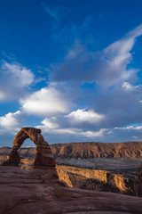 Delicate Arch in Arches National Park in Utah during a sunrise
