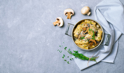 Creamy Mushroom Pasta with Fresh Thyme and Parmesan, Italian Cuisine