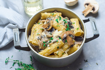 Creamy Mushroom Pasta with Fresh Thyme and Parmesan, Italian Cuisine