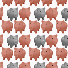 Pattern with 3d pink pig