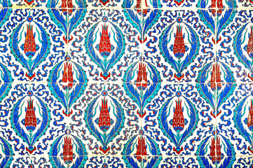 04.12.2010 ISTANBUL TURKEY Rüstem Paşa Mosque has the most beautiful and delicate examples of classical Iznik tiles dating back to 16th century.