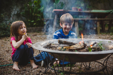 Kids at fire pit