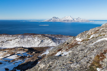Fototapeta na wymiar Mountain landscape near Bodo (Norway) in winter