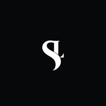 Creative and Minimalist Letter SL Logo Design Icon, Editable in Vector Format in Black and White Color
