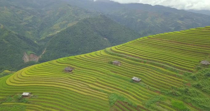Vietnam landscapes with terraces rice field. Rice fields on terraced of Mu Cang Chai, YenBai. Royalty high-quality free stock image of beautiful terrace rice fields prepare the harvest at Vietnam