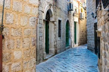 Fototapeta na wymiar Street in the old town, Kotor, Montenegro