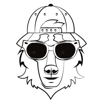 Hipster wolf cool sketch