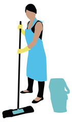 Female Cleaner Cleaning Floor