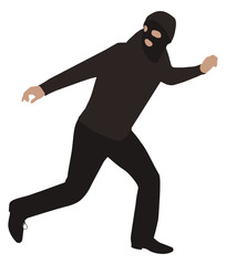 Robber Running On White Background