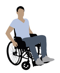 Disabled Man Sitting On Wheelchair