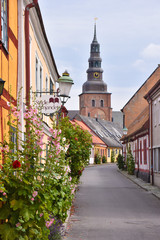 Colorful street in Ystad Sweden