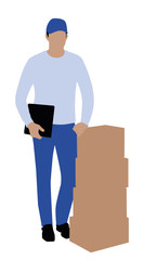 Delivery Man Holding Stack Of Boxes