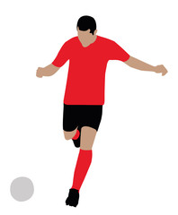 Fototapeta na wymiar Portrait Of A Soccer Player Kicking Football