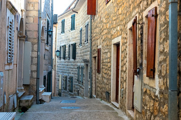 Fototapeta na wymiar street in old town, Herceg Novi, Montenegro