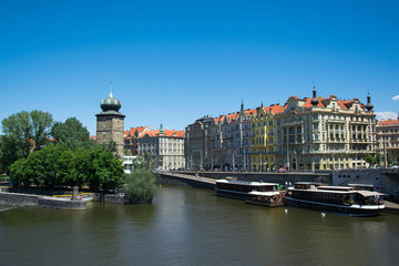 Naklejka premium The Vltava embankment in Prague