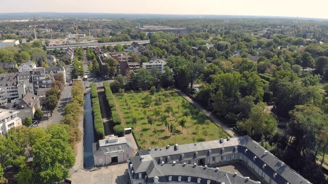 Aerial Dusseldorf Germany Beneath Castle and Park