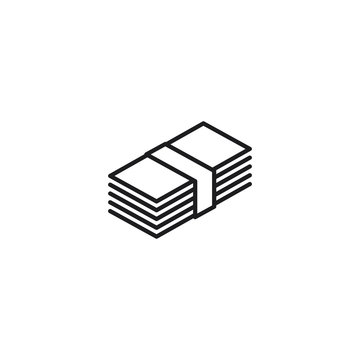 line stack of money icon on white background