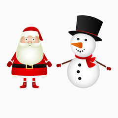 Santa Claus and Christmas snowman on a white background 