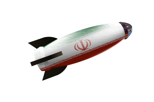 Rocket space ship with Iran flag 3D illustration