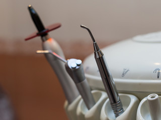 Dental clinic interior design with chair and tools