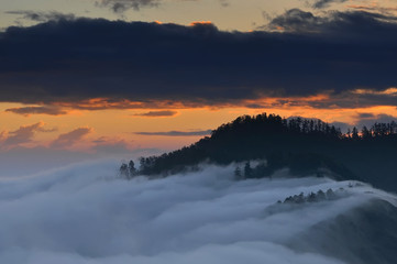 Sunrise view from Poon Hill, Ghorepani Dhaulagiri massif, Himalaya Nepal.